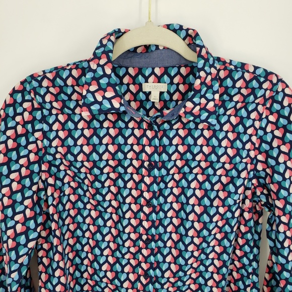 Talbots Heart Print Button Down Blouse Sz SP - Picture 3 of 8